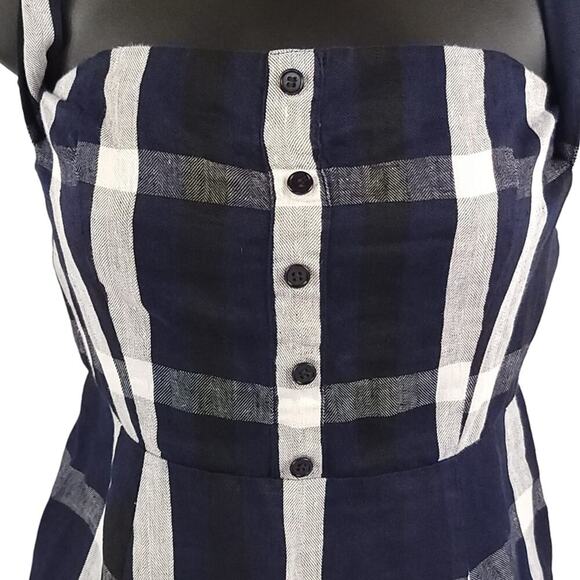 Reformation Linen Mini Dress Plaid Tie Off The Shoulder Arnaut Summer Dress - Picture 5 of 14